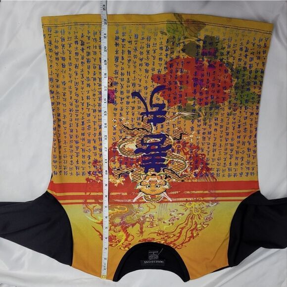 Y2K Asian dragon 3/4 sleeve fitted tee shirt top S - Picture 8 of 8